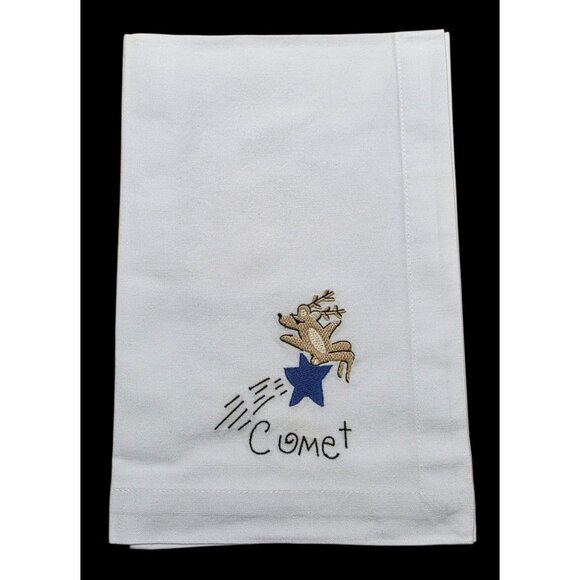 VTG 9 Pottery Barn Reindeer Dinner Napkins Braided Basket Christmas Holiday - Picture 7 of 16